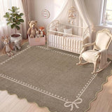 Garvee Scalloped Bow Rug Brown Washable Solid 4x6 Area Rugs for Living Room