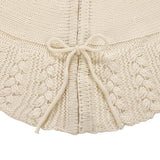 Ivory Knitted Christmas Tree Skirt, Cozy Cable Knit Design with Scalloped Edge and Ties, Rustic Farmhouse Holiday Décor for Christmas Tree Base(Ivory, 36")