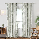 MEETSKY Sage Green Curtains 84 Inches Long 2 Panels Boho Curtains for Living Room Light Filtering Patterned Drapes for Bedroom Linen Style Back Tab Leaf Print Window Treatment, 50” Wide Each Panel