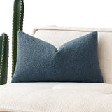 MIULEE Textured Boucle Lumbar Pillow Cover for Bed 12x20 Dark Blue