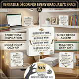 Graduation Decorations 2026 College Graduation Gifts Her for Him Quote Wood Box Sign Decor Desk Sign Positive Behind You All Your Memories Wooden Box Block Sign Rustic Home Shelf Wall Decoration