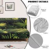 Coastal Armless Futon Cover with Elastic Bottom Tropical Palm Leaves Couch Cover for Futon Washable Sofa Bed Slipcovers Rectangle with Elastic Band Furniture Protector for Home
