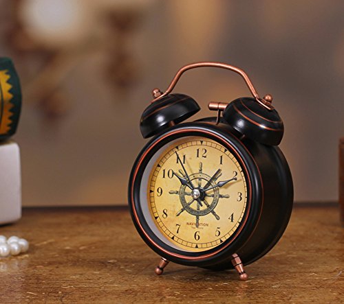 Retro Creative Mute Alarm Clock Student Children Bedroom Bedside Clock (Rudder)