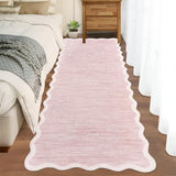 GarveeHome Scalloped Washable Runner Rug 2x6 Non Slip Kitchen Rug, Pink