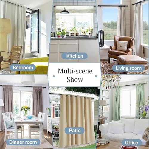Black Curtain Rods for Windows 28 to 48 Inch - 1”Heavy Duty Curtain Rod with Adjustable Brackets,Stainless Steel Metal Drapery Rods for Kitchen,Bedroom,Sliding Door