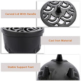 JUXYES Vintage Tripod Incense Burner Holder with Lid, Cast Iron Incense Holder Metal Cauldron Censer Antique Cone Coil Incense Burner Holder for Incense Resins, Cones, Charcoal or Wax Melts
