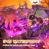 ITICdecor 33ft 100 LED Halloween Lights, Purple & Orange Halloween String Lights Waterproof Battery Operated, 8 Modes Decorative Lights for Indoor Outdoor Party Garden