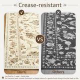 JINCHAN 8ft Traditional Floral Round Rug, Washable Rug, Oatmeal Rust