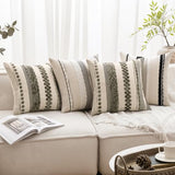 Boho Decorative Pillow Covers 20x20 Pack of 2 Black-White Stripe 2