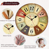 VIKMARI 8 Inch Silent Non-Ticking Wall Clock Arabic Numerals Retro Clocks Wooden Decorative Round Wall Clocks Battery Operated Indoor Wall Clocks Paris French Rustic Style Home Decor Wall Clock