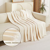 MYSKY HOME Couch Cover for Pets, Beige Couch Covers for 2 Cushion Couch Sofa, Sofa Slipcover Sectional L Shape Chenille Covers for Pets, Throw Couch for Dogs, Kids,71" X118"