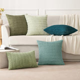 MIULEE Corduroy Decorative Throw Pillow Covers 18x18 Teal Green Pack of 2