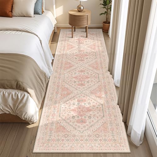 Runner Rug 2x8 Runners for Hallways Non Slip Washable Rugs, Pink