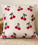 Embroidered Throw Pillow Cover 18x18 Inch, Little Cherry