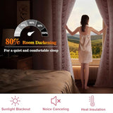 Yinhua Pink Curtains for Girls Room Double Layer Blackout Curtains for Bedroom 84 Inches Long Nursery Curtain for Living Room, Grommet Drapes with Tiebacks, 52" W x 84" L