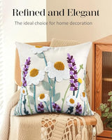 Embroidered Throw Pillow Cover, 18x18 Inch, Wildflower