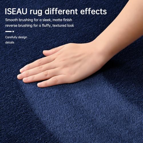 ISEAU 2x4 Runner Rug for Hallway, Soft Memory Foam Carpet with Upgraded Non-Slip Silicone-Grip Bottom, Machine Washable Shaggy Indoor Rug for Kitchen Bedside Dining Room, Navy Blue
