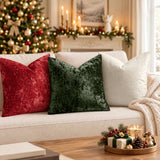 MIULEE Christmas Velvet Throw Pillow Covers Red 20x20 inch Set of 2