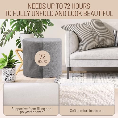 Grey Boucle Ottoman - Soft Foam