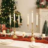 Romadedi Gold 3 Arm 11.8" Candelabra Candle Holders, Set of 2