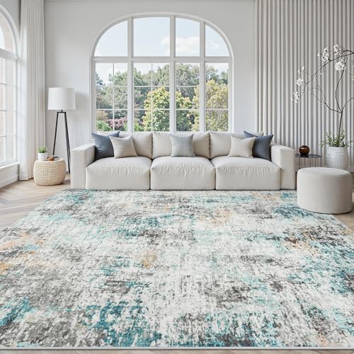 8x10 Area Rugs for Living Room Large Washable Abstract Rug Multi Color