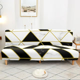 Hixingo Stretch Armless Futon Cover, Futon Mattress Cover Soft Futon Covers with Elastic Bottom, Washable Futon Slipcovers Marble Futon Couch Cover (Medium (63-75"),Black White Marble)