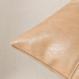 Fancy Homi 2 Packs Waterproof Faux Leather Tan Decorative Throw Pillow Covers 18x18 Inch for Outdoor Couch Bed, Taupe Modern Farmhouse Boho Home Decor, Plaid Hand Stitched Beige Cushion Case 45x45 cm
