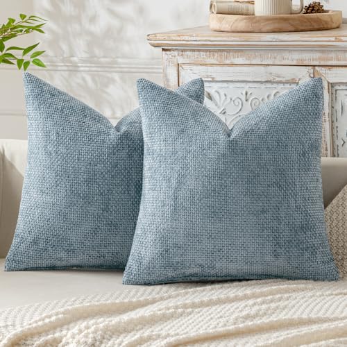 MIULEE Pack of 2 Coastal Blue Throw Pillow Covers 18x18 Inch Summer Modern Boho Accent Decorative Pillow Covers Soft Farmhouse Cushion Covers for Home Decor Couch Bed Sofa Living Room