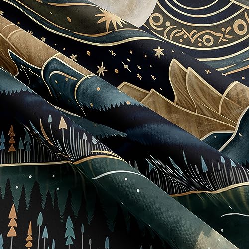 Tapzen Mountain Forest Tapestry - Boho Landscape Moon Stars Wall Hanging for Bedroom, Living Room, Classroom, Dorm (40 x 30 inches)