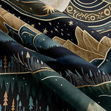 Tapzen Mountain Forest Tapestry - Boho Landscape Moon Stars Wall Hanging for Bedroom, Living Room, Classroom, Dorm (40 x 30 inches)