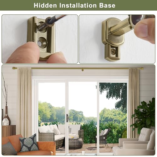1 1/8 Inch Diameter Curtain Rods 144 to 240 Inches(12-20ft), Telescoping Heavy Duty Large Drapery Rod with Adjustable Aluminum Alloy Bracket, Solid End Caps for Windows Decoration, Antique Bronze