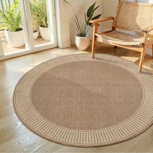 GarveeHome 6ft Round Rug for Living Room Washable Modern Solid Circle Rugs