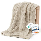 Bedsure Checkered Soft Cozy Twin XL Blanket for Bed, Oatmeal, 66"×90"