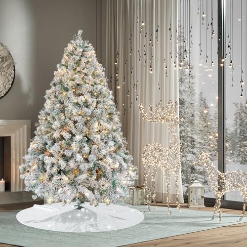 PartyDelight Silver Christmas Tree Skirt 36 inch Sequin Sparkly Base Cover for Merry Christmas Party Holiday Home Indoor Xmas Tree Decorations