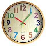 Wall Clock, 12 Inch Easy to Read Silent Non-Ticking Colorful Battery Operated Clock,for Bedroom,Living Room,Kitchen,Office,School Classroom (Yellow)