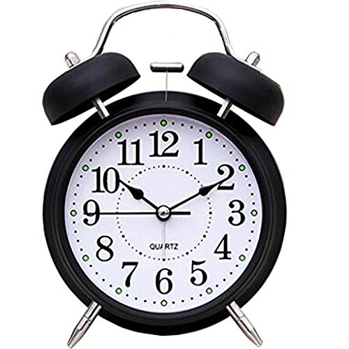 6" Retro Vintage Alarm Clocks Two Bells European Retro Wood Color 3D Stereo Table Clocks Desktop Clock Home Decoration Desk Clock with Nightlight and Loud Alarm