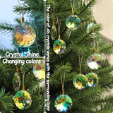 12 Pcs Crystal Glass Christmas Balls Ornaments, 1.18″ Mini Round Prism Flower Xmas Tree Decorations, Hanging Ornament for Wedding Party Home Decor (Crystal AB)
