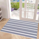 Blue and White Outdoor Rug 24'' x 51''Front Porch Rug Hand-Woven Machine Washable Indoor Layered Door Mats for Entryway/Bedroom