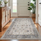 KOZYFLY Vintage 4x6 Rug Washable Large Rugs For Entryway Grey/Beige