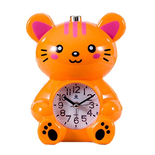 Gardening Spring-Children's Clocks Creative Cute Double Quarter-Bell Student Alarm Clock Cartoon Clock (Orange)