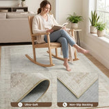 4x6 Area Rugs for Living Room, Washable Rug Vintage Floral, Beige