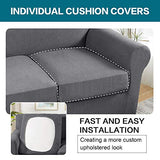 Turquoize 4 Piece Sofa Covers for 3 Cushion Couch Sofa Slipcover Soft Couch Cover for Dogs-Washable Sofa Furniture Covers with 3 Individual Cushion Covers, Jacquard Fabric (3 Cushion Sofa, Gray)