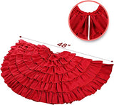 yuboo Large Red Ruffle Tree Skirt 48", Rustic Farmhouse Wedding Decorations, Tiered Fluffy Tree Skirt for Engagement Party & Mother Day Holiday Decor