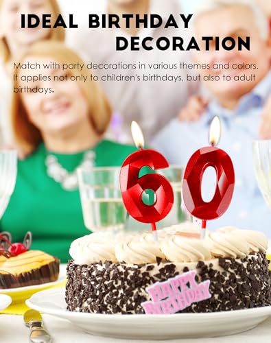 Red Birthday Candles for Cake, Number 10 Candle for 10th Birthday Decorations, 3D Design Cake Topper Decorations for Boy Girl Women Men Birthday Theme Party Anniversary Celebration Supplies