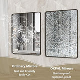 OKPAL 28X36 Inch Black Metal Framed Bathroom Mirror for Wall, Matte Black Bathroom Vanity Mirror, Black Rounded Rectangle Modern Mirror, Rustproof, Shatter-Proof (Horizontal/Vertical)
