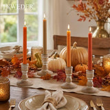 Wooden Taper Candle Holders: Rustic Farmhouse Decor, Set of 4