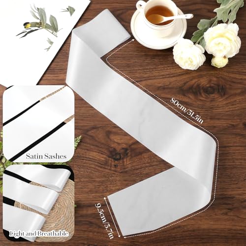 50 Pack Individually Wrapped White Satin Sashes Bulk, 31.5” x 3.7” Plain Blank Sashes for DIY Pageants, Senior 2026, Birthday, Wedding, Sublimation Blanks & Party Decorations