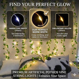 suddus Vine with Fairy Lights Battery Operated, 33ft100 LED Pothos String Lights with Remote, Leaf Lights for Bedroom, Room, Wall, Garden, Party, Wedding Dorm Decor(Warm White)