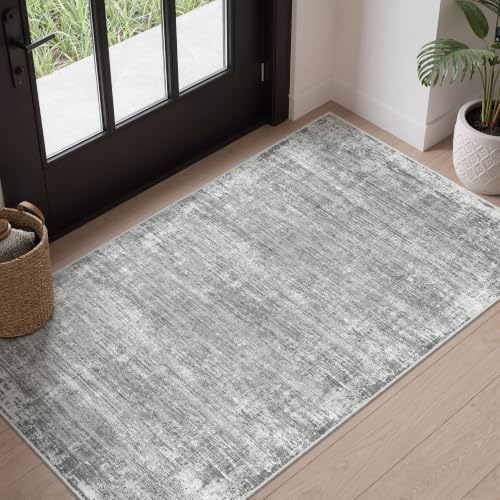 Washable 2x4 Entryway Rugs Abstract Kitchen Rug Soft Carpet Grey