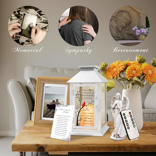 Memorial Lantern Bereavement Gifts in Memory of Loved One - Remembrance Sympathy Gifts for Loss of Mother or Father with LED Candle and Remote